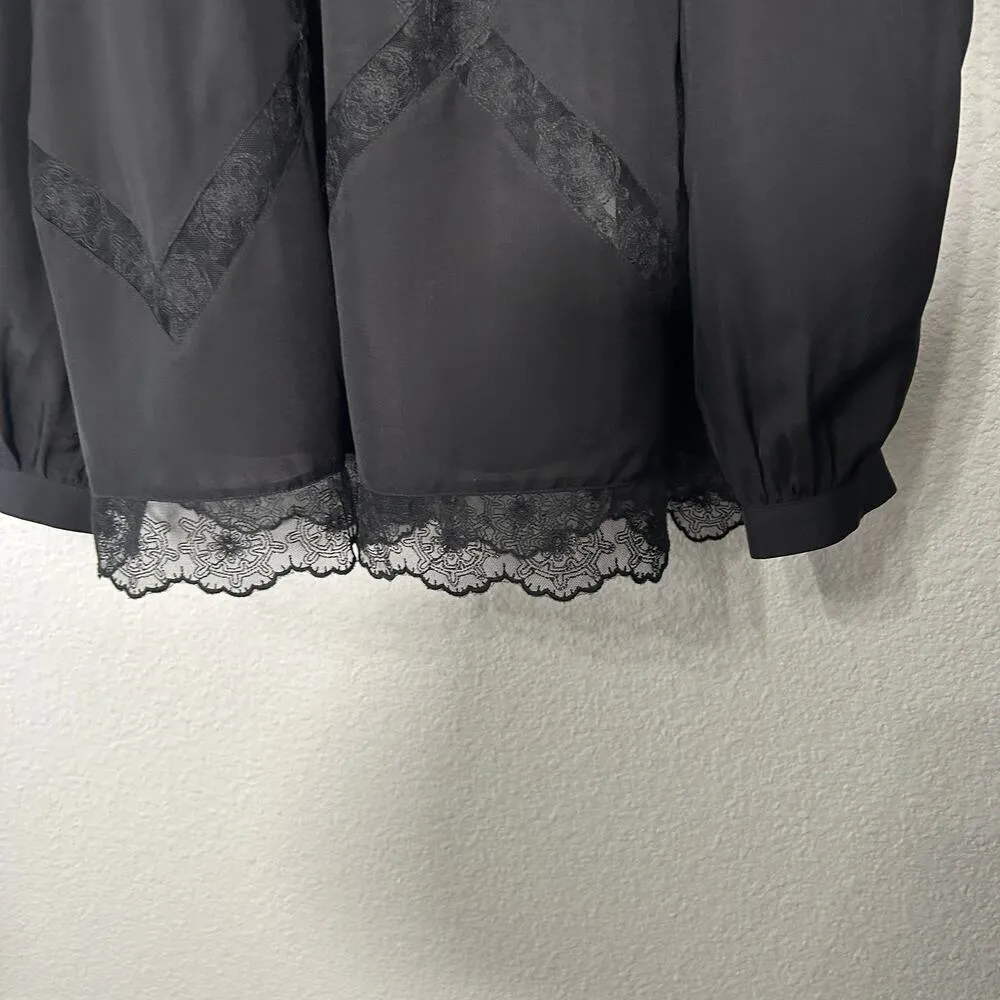 NEW Madewell Lace-Inset Top in Silk True Black Medium Dainty Coquette $168.00 - Image 12