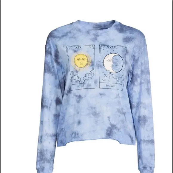 Womens No Boundaries Screen Print Tie Dye Short Top  Size L 11-13Juniors New - Image 2