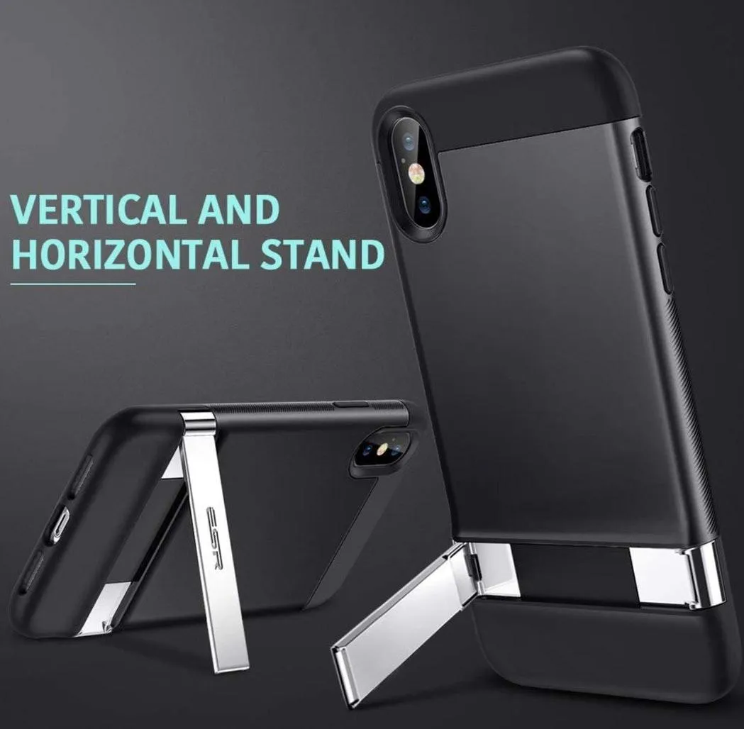 IPhone XS X Metal Kickstand Shock Protection Case Black - Image 6