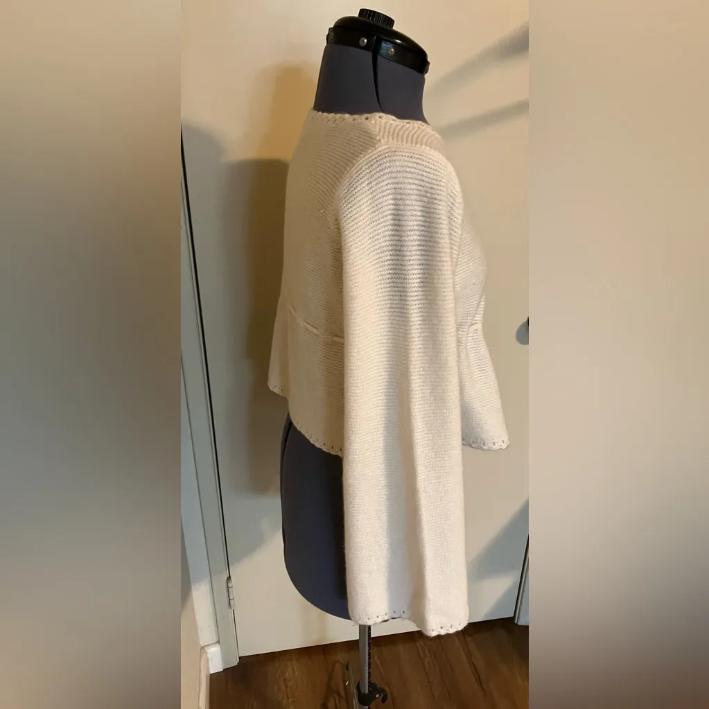 Japanese MINT BREEZE CROCHET EDGE IVORY TIE FRONT CROP - Image 4