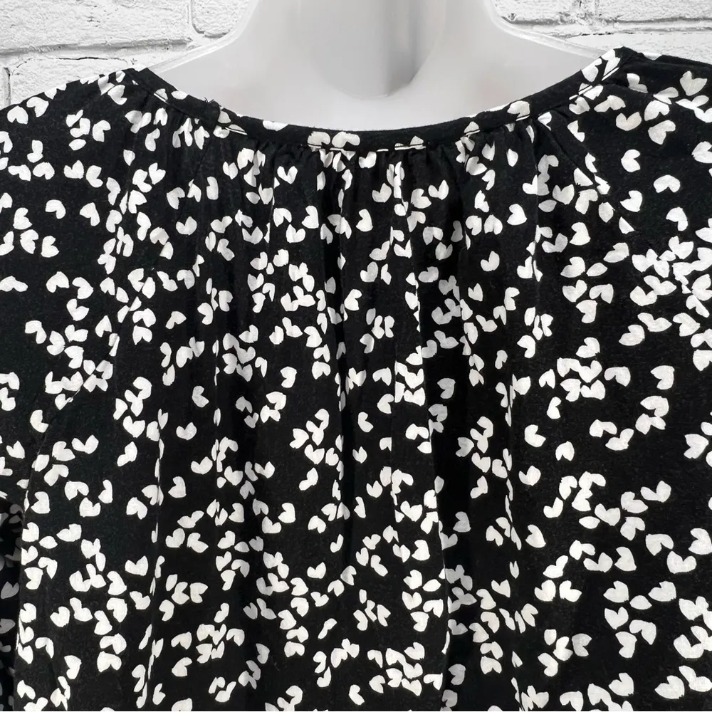 Michael Kors Black White Valentine Hearts 3/4 Bell Sleeve Blouse Top M - Image 6