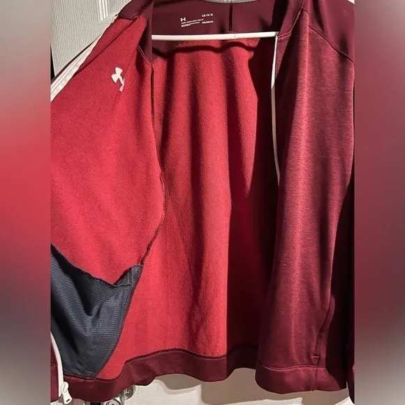 Under Armour‎ UA Knit Warm Up Scarlett Red Full Zip Jacket Women’s Size Large - Image 7