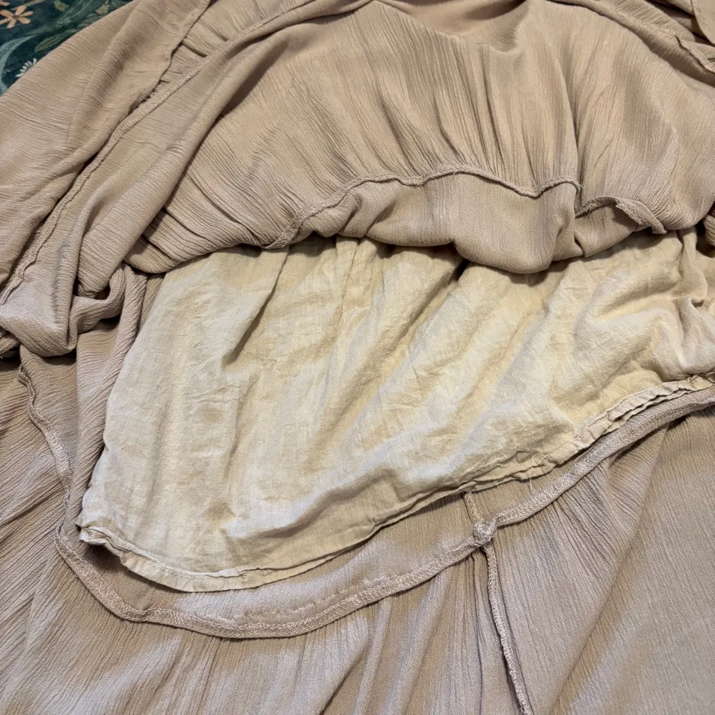 Passport Fairycore Hobbitcore Cottagecore Whimsigoth Peasant Skirt Beige Large Tan - Image 4