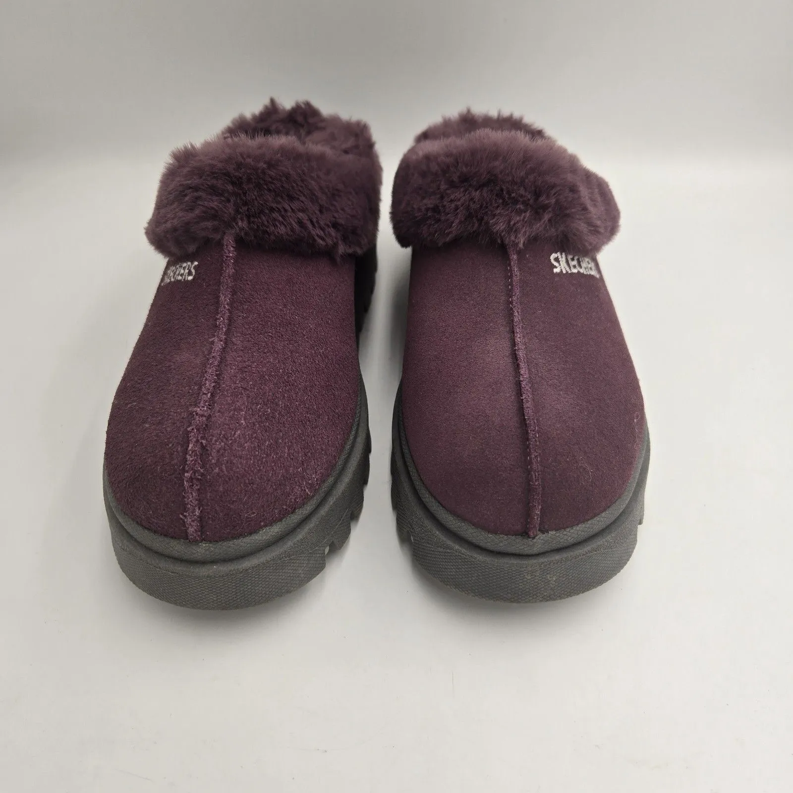 Skechers Fortress Clog Plum Suede Faux Fur Platform Sz 6.5 Slippers NWOT Shindig - Image 9