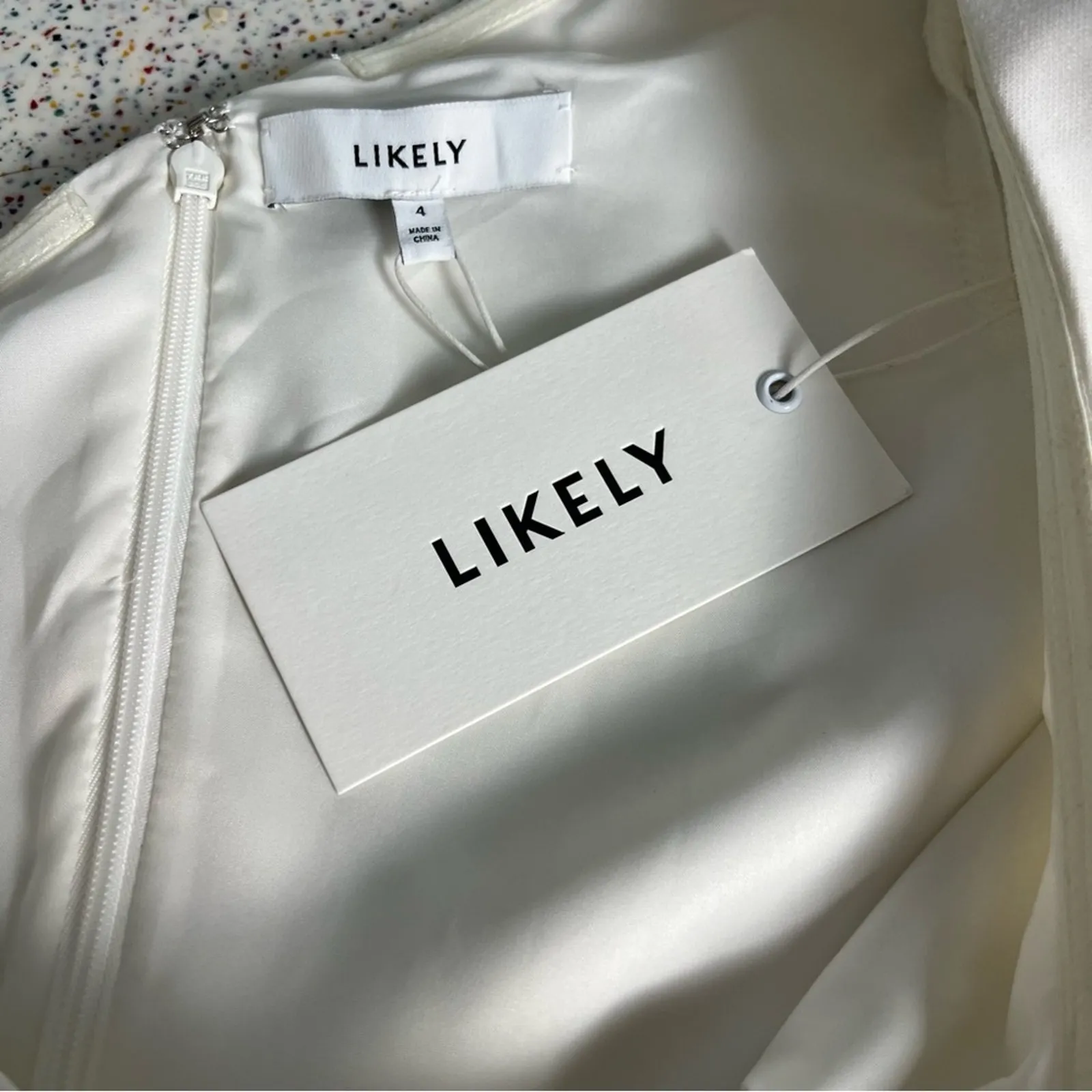 NWT Likely NYC Statement Sleeve One Shoulder White Bodycon Dress Women’s Size 4 - Image 5