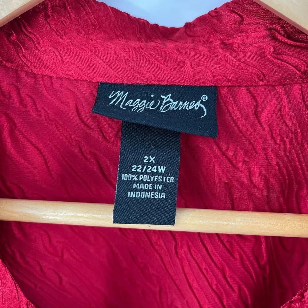 Maggie Barnes women’s red textured print button up long sleeve shirt size 2X - Image 2