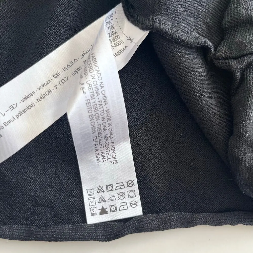 Zara Black Organza Tulle Puff Sleeve Square Neck Knit Maxi Dress Size Small - Image 7