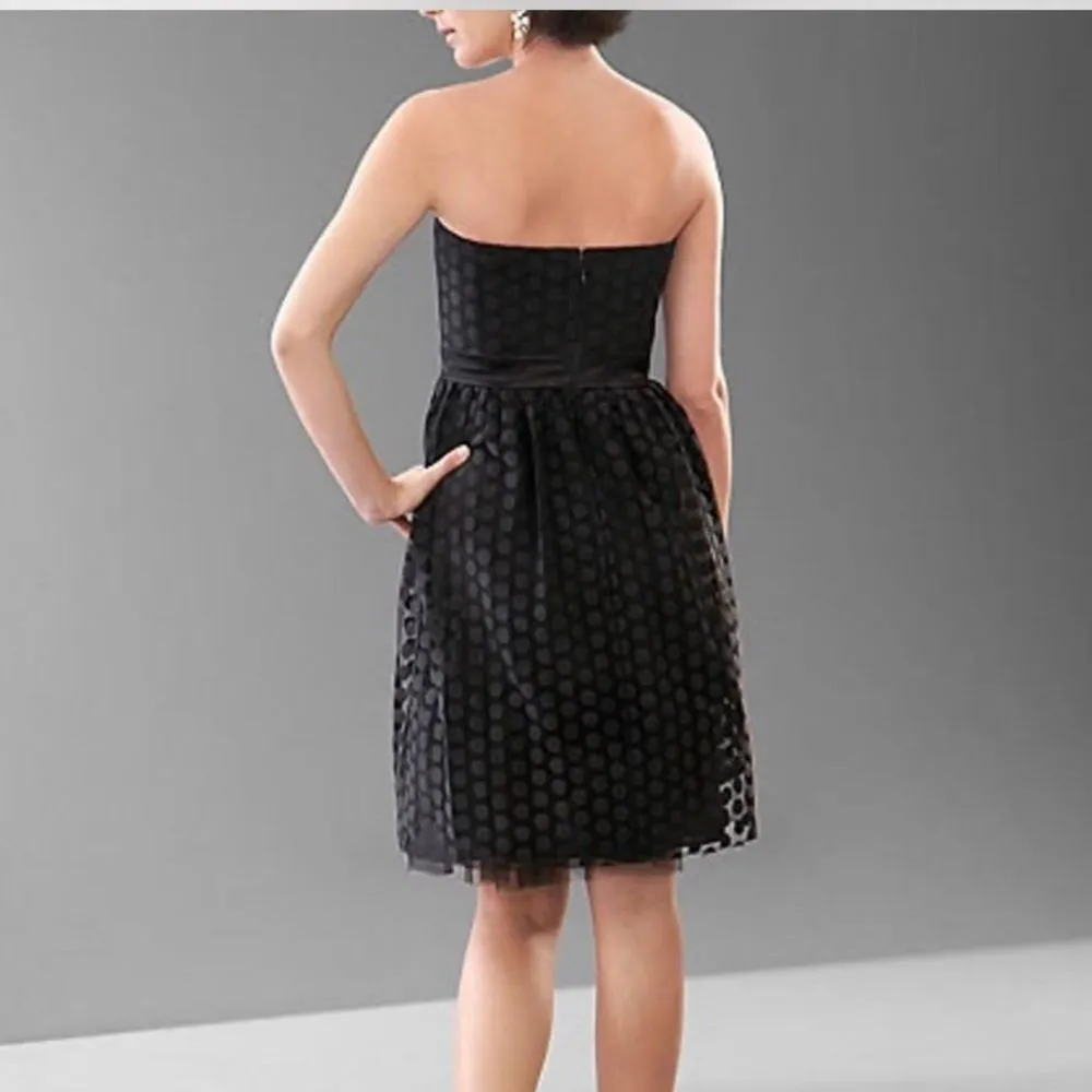 WHBM Silk Strapless Dress Women's 6 Black Polka Dot Retro Tulle Twee Party HOCO - Image 13