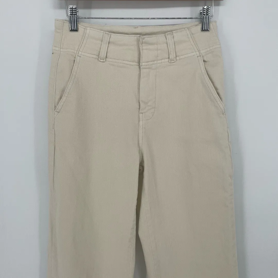 PILCRO Anthropologie High Rise Wide Leg Trouser Jeans Size 25P Ecru Beige Ivory - Image 2