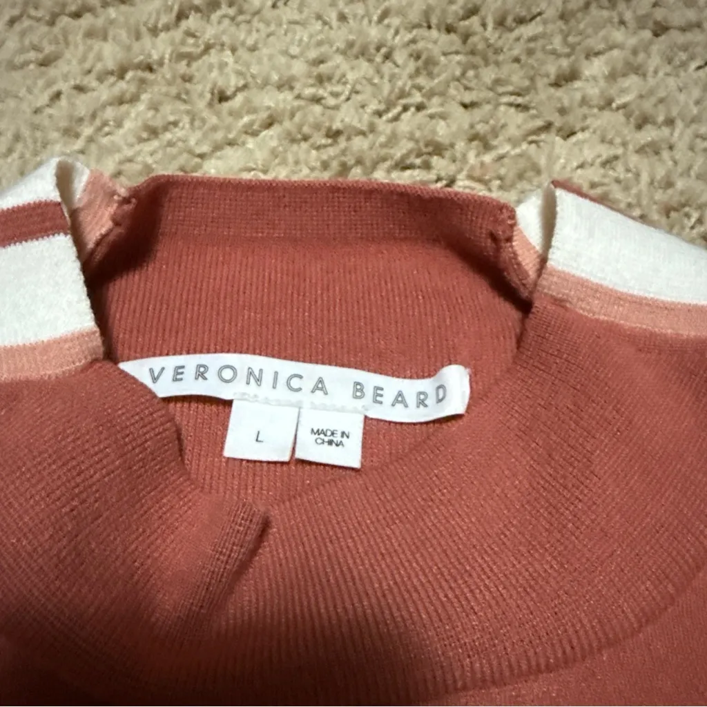 Veronica Beard Retha Sweater Womens Sz L Terracotta Mock Neck Side Stripe - Image 4