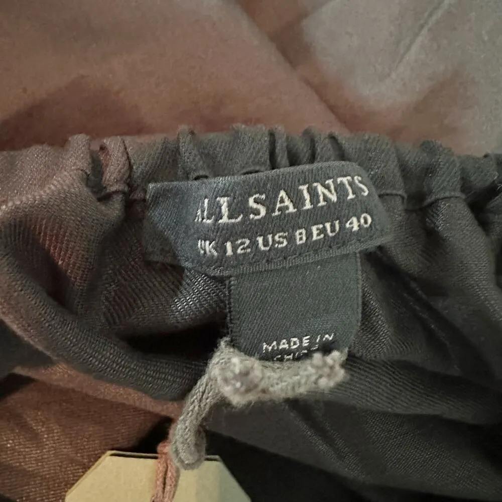 All Saints Ludo Black Cut Out Open Back Halter Linen Blend Midi Dress Size US 8 - Image 7