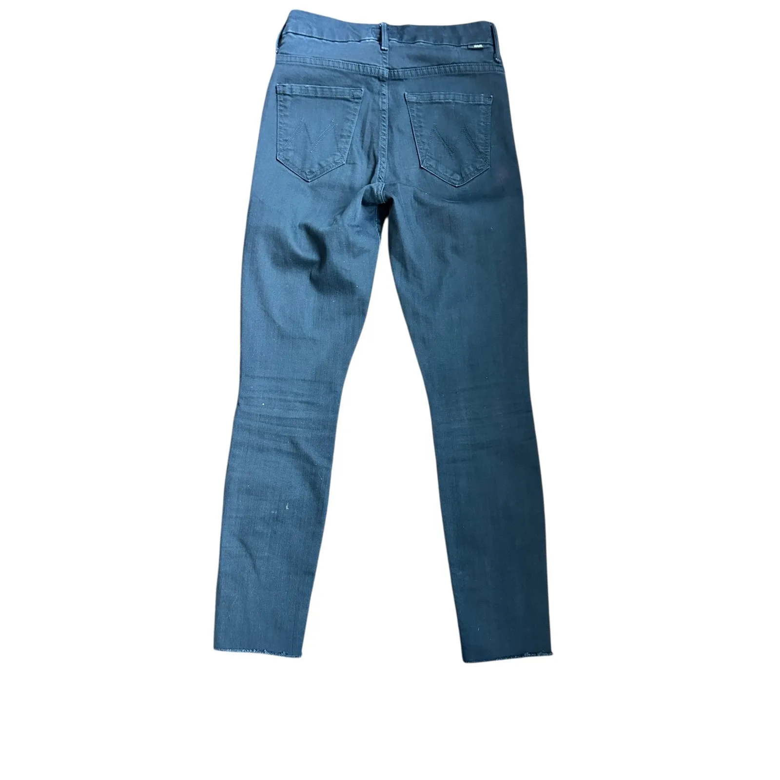 MOTHER The Pixie Ankle Fray Jeans Not Guilty Black Button Fly Distressed Size 25 - Image 10