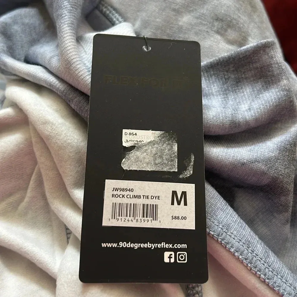 90 Degree By Reflex Shawl Collar Open Front Cardigan Sz Medium Tie Dye Blue/Gray Gray - Image 12