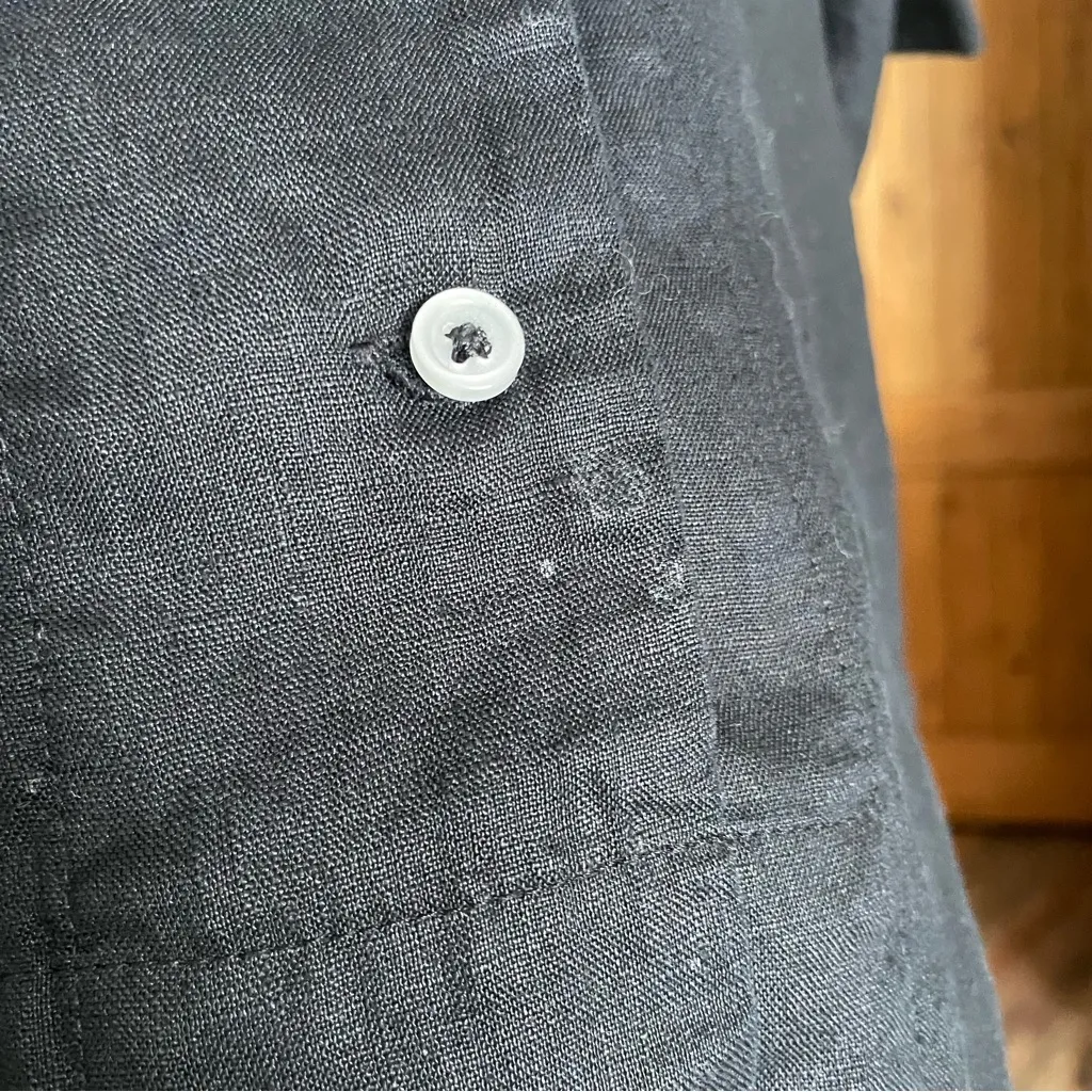 Quince 100% European Linen Black Short Sleeve Shirt XL - Image 9