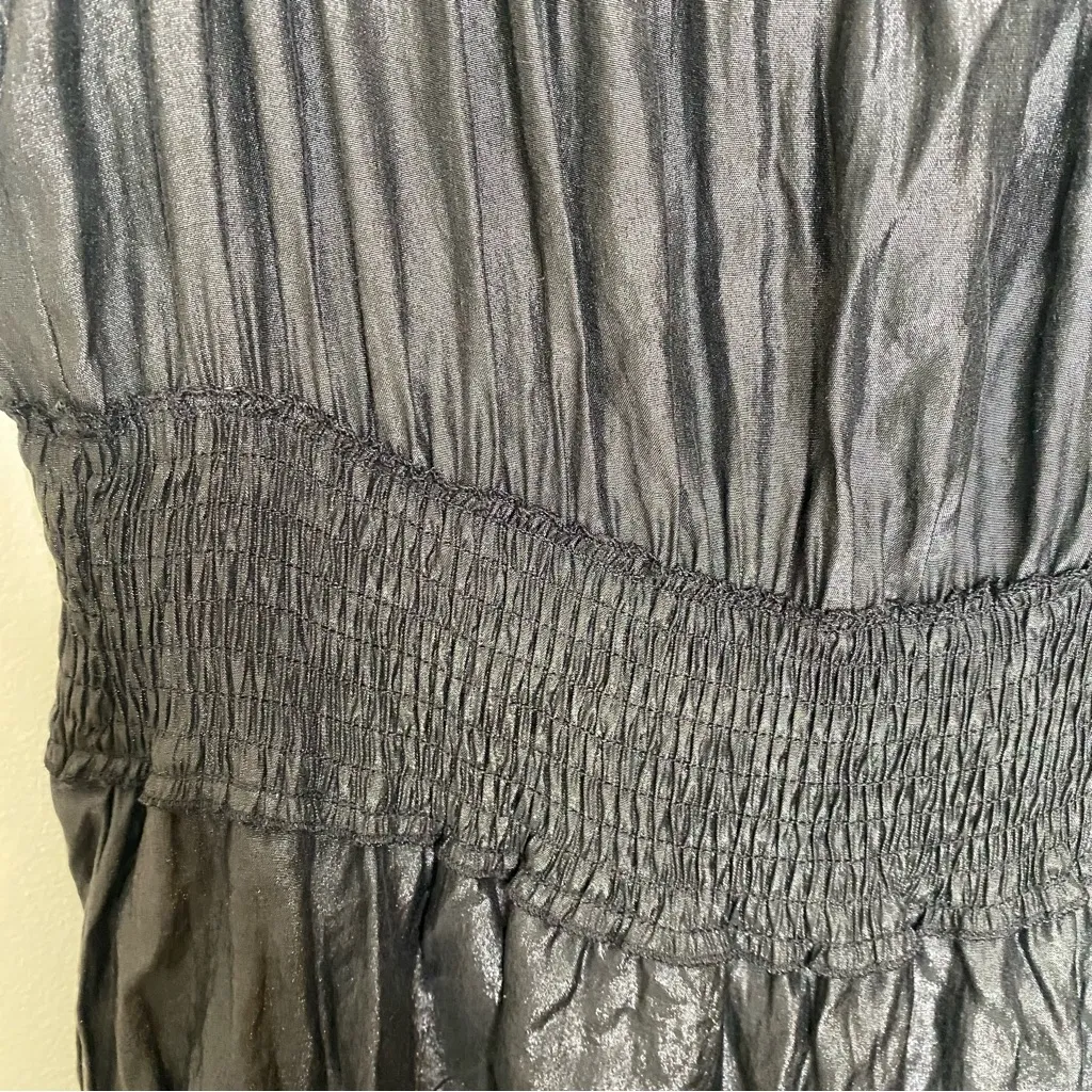 Moon River Black Layered Tiered Ruffle Shirred Waist Sleeveless Cocktail Dress S - Image 7