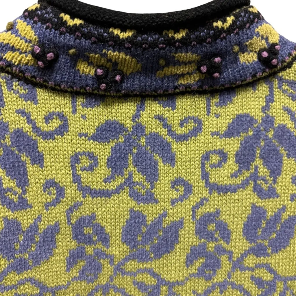 Vintage Icelandic Design Wool Blend Cardigan Sweater Jacket Lined Size M Green Size M - Image 6