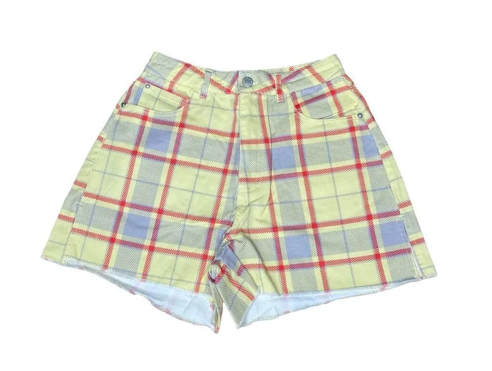 WeWoreWhat Boyfriend Short Plaid Garden Glade Women’s Sz 26 NWT - Image 2