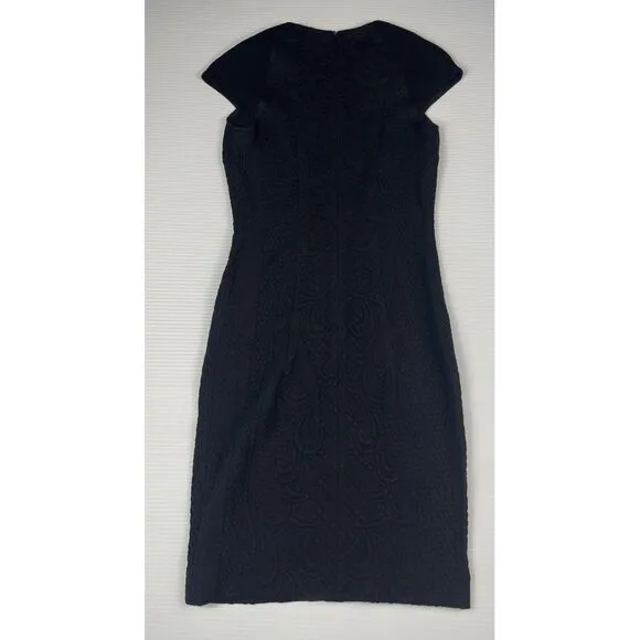 Tory Burch Black Textured Sheath Dress‎ Cap Sleeve Cocktail Evening Formal XS - Image 6