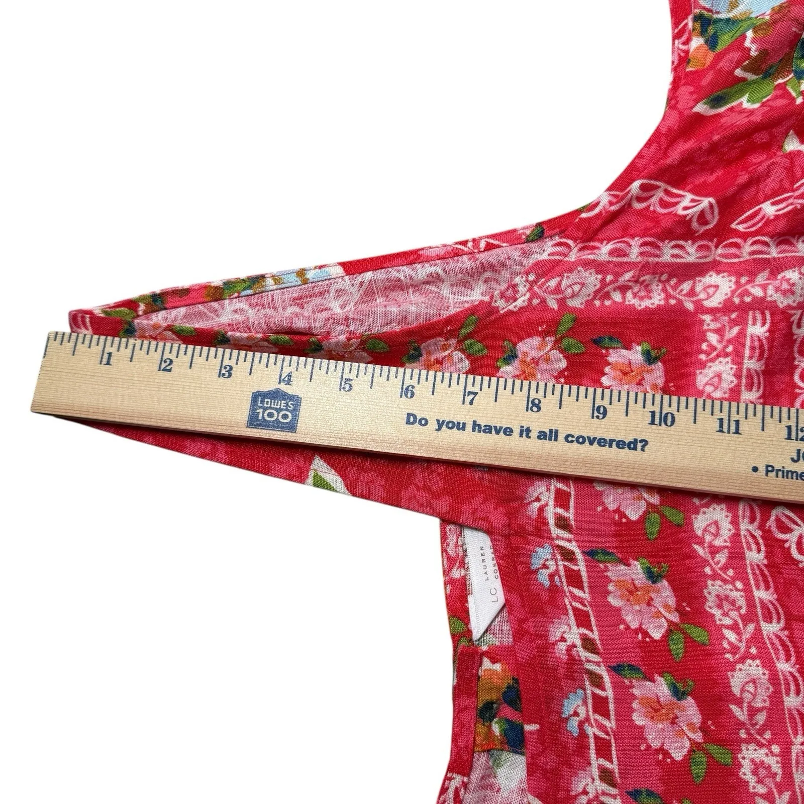 NWTs LC Lauren Conrad Plus Size Top Square‎ Neck Linen Blend Floral Red Pink 3X - Image 8