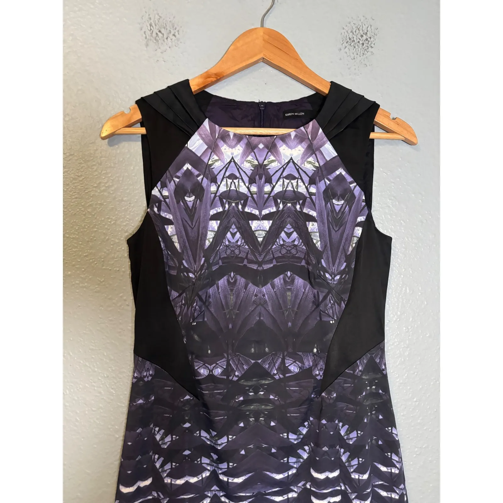 Karen Millen Ombré Lace Print Signature Stretch Sheath Dress Purple Size 8 - Image 5