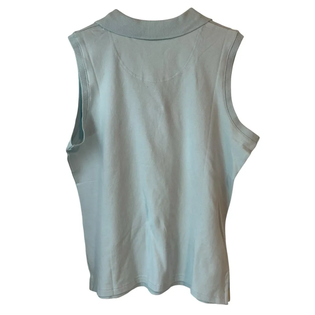 Browning Sleeveless Top Womens Large Blue V Neck Button Collared Tank Shirt NWT - Image 9