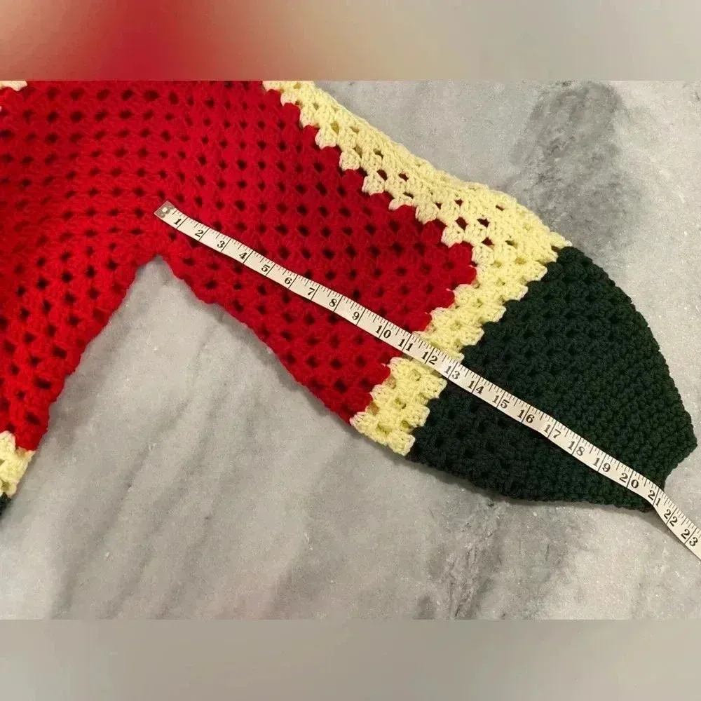 Handmade Crochet Oversized Hexagon Granny Square Open Front Cardigan Sweater OS - Image 7