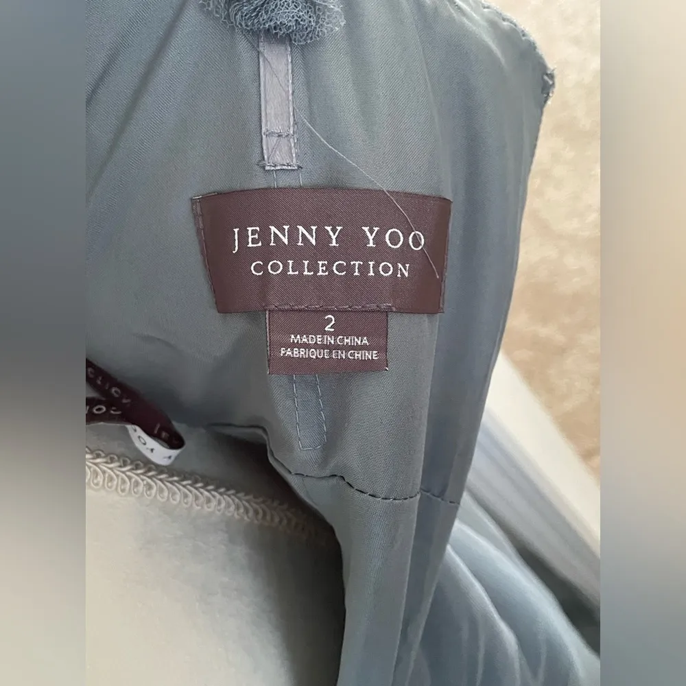 Jenny Yoo Pleated Bust Mesh Overlay Maxi Gown Bridesmaid Prom  Formal Size 2 - Image 5