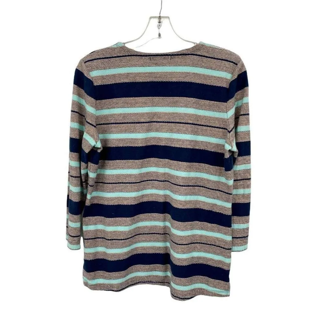 Orvis Shirt Womens Small‎ Blue Gray Striped L/S V-Neck Pullover - Image 2