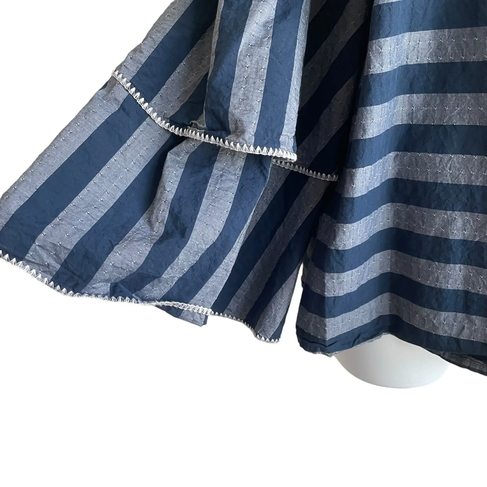 INC Women Top L Blue Monochromic Striped Tiered Flare Sleeve‎ Ruffle Boho Girly Size L - Image 7