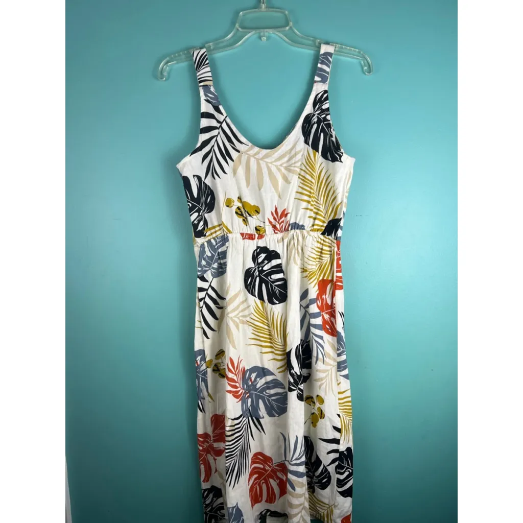 Monteau Los Angeles Women's XS Linen Blend Tropical Button Front Midi Dress - Image 5