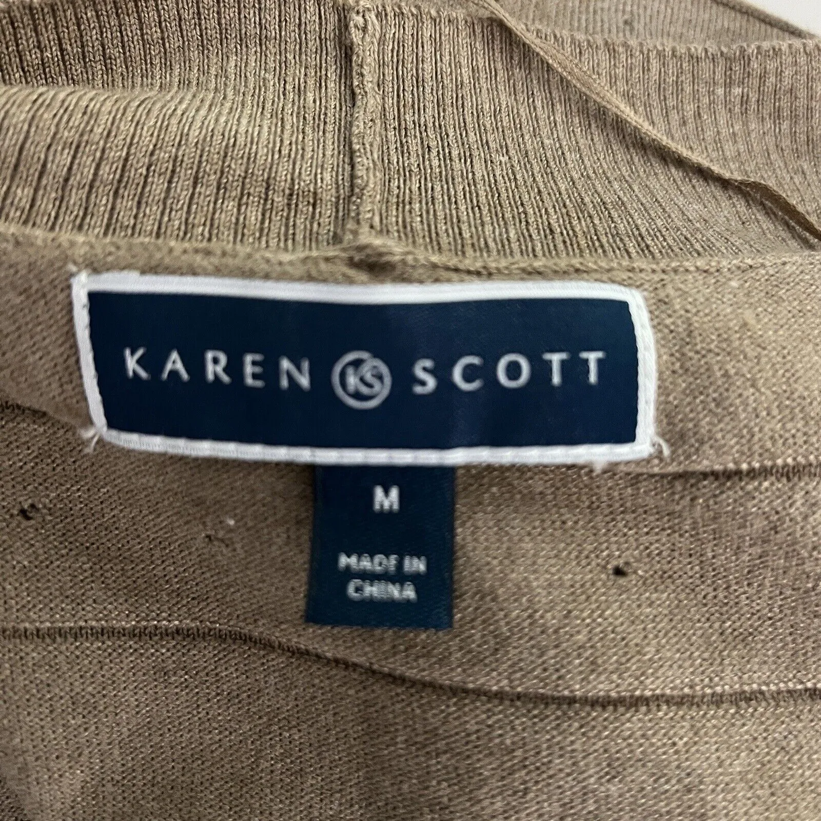 Karen Scott Sweater Womens Medium Tan Open Cardigan Everyday Neutral Minimalist - Image 7