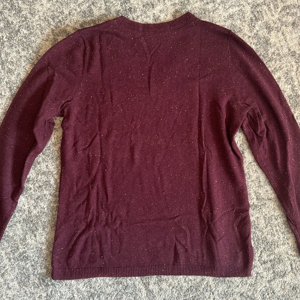 Talbots Maroon Button Cuff V-Neck Sweater - Image 4