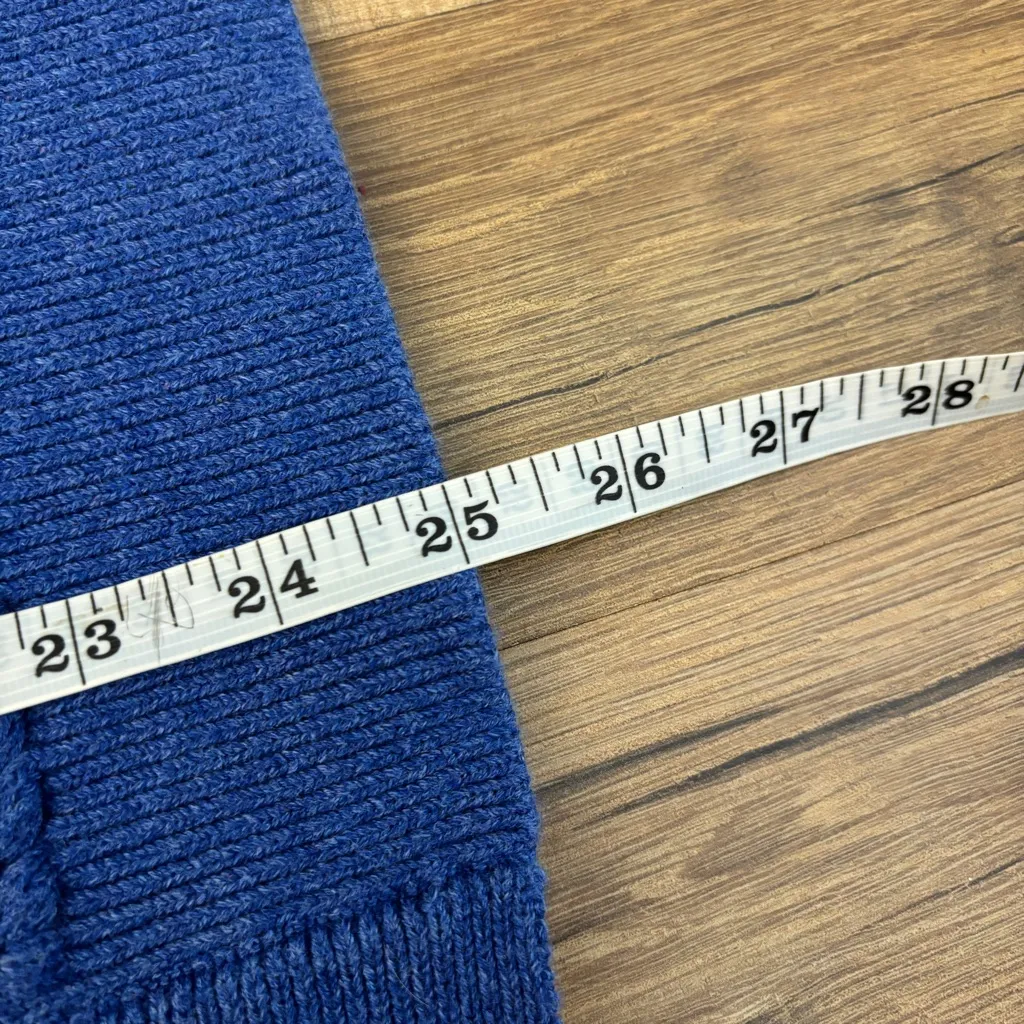 L.L. Bean Open Front Basket Weave Cotton Sweater Cardigan w/ Pockets Blue Size M - Image 7