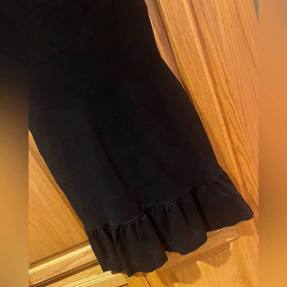 White House Black Market Stretch Ponte Knit Square Neck Ruffle Mini Dress Size 0 - Image 6