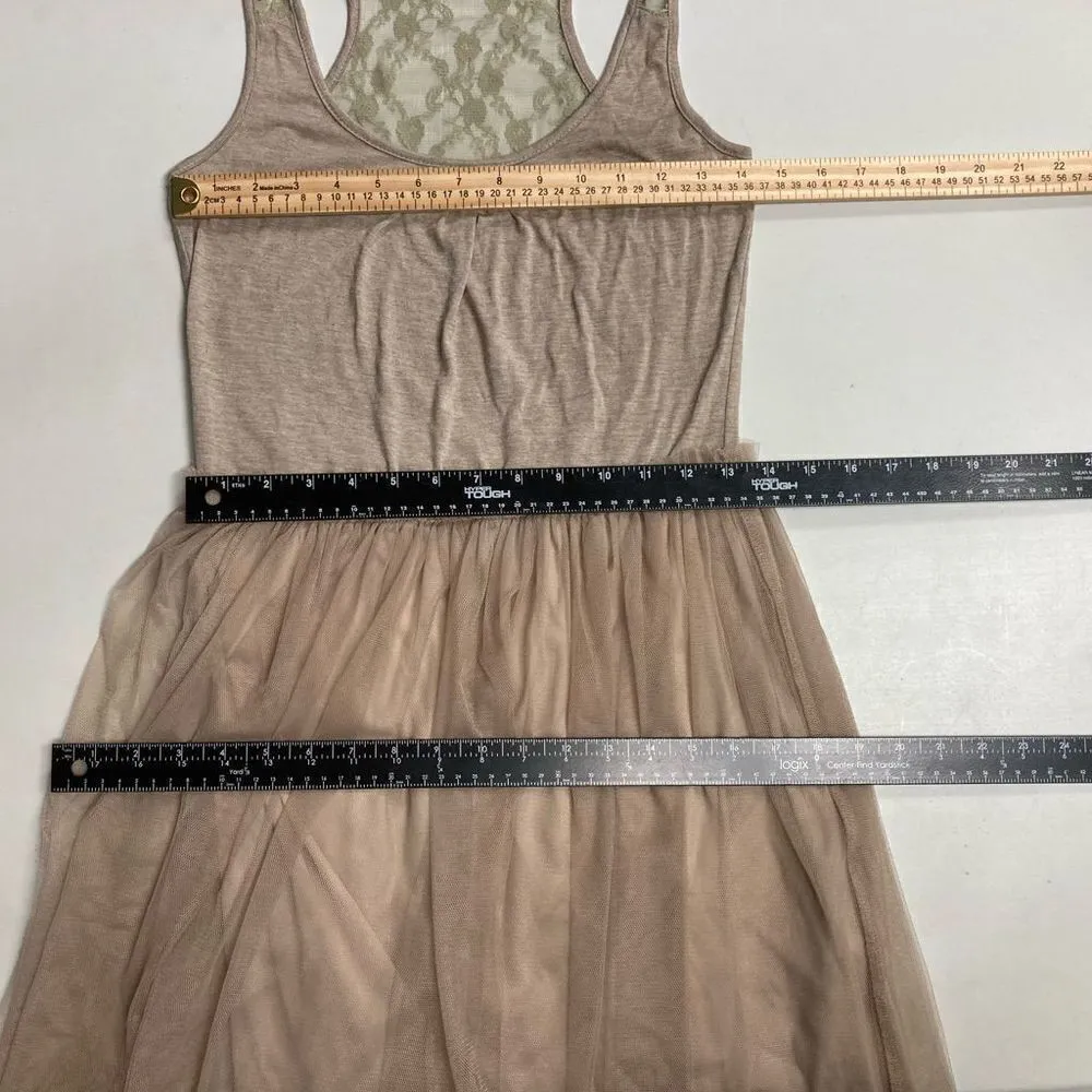 ‎Anthropologie A’Reve Tulle Beige/Tan Sleeveless Dress Size Small - Image 3