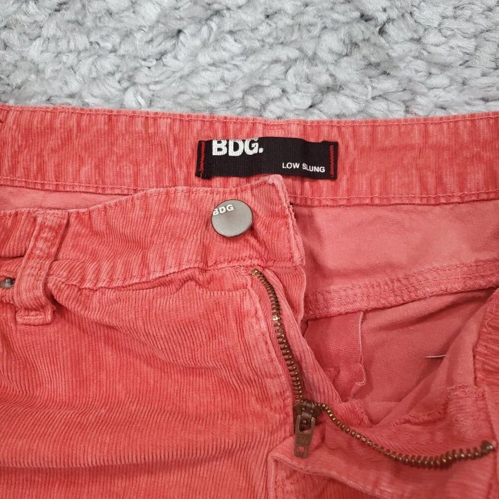 BDG Urban Outfitters Low Slung Corduroy Cutoff Shorts Size 30 Coral Orange Pink - Image 8
