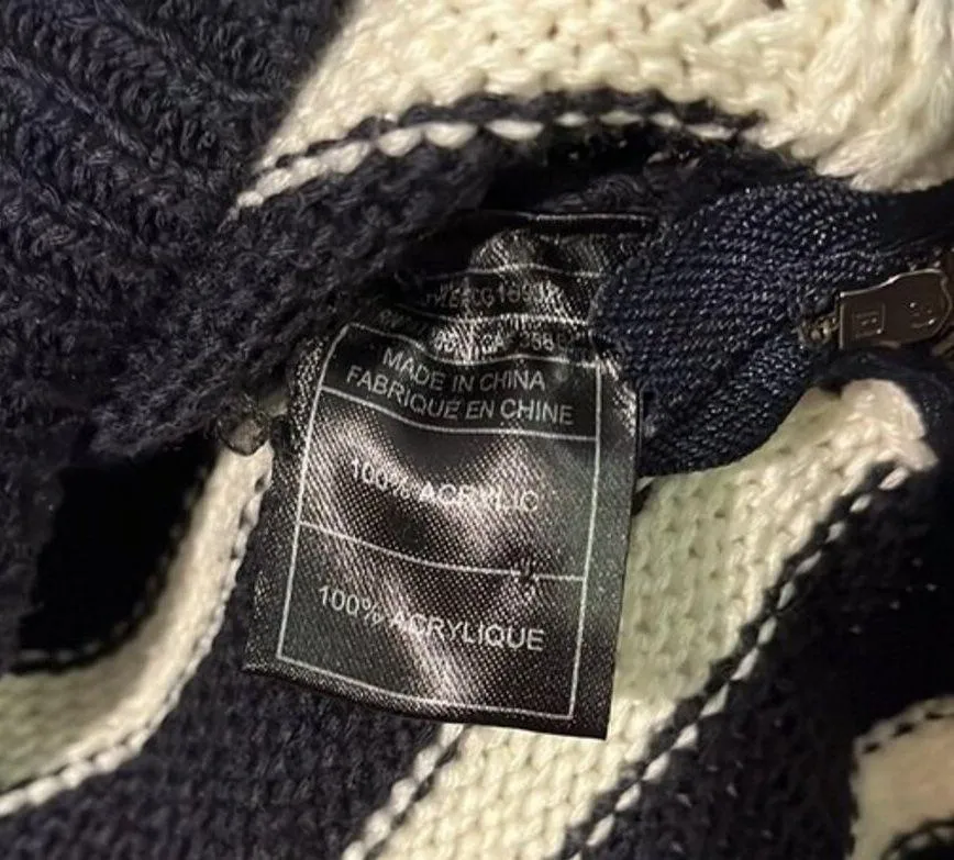 Cupcakes and Cashmere Long Sleeve Navy Stripe Knit Sweater with Zipper Detail - Image 9