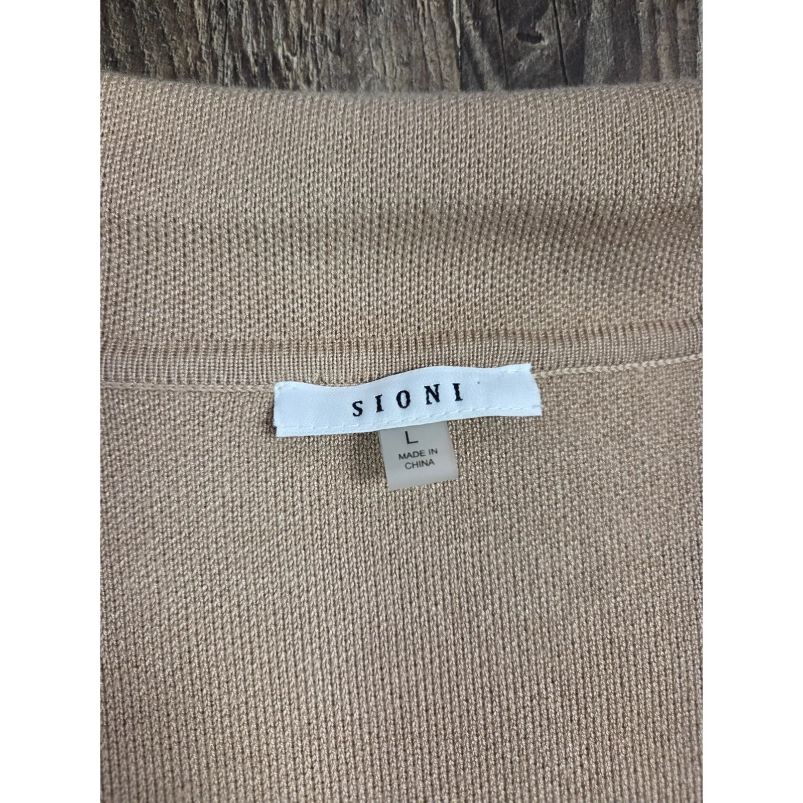 SIONI Beige Tan Duster Long Heavy Cardigan Sweater Women's Size Large - Image 2