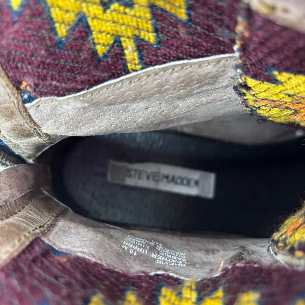 Steve Madden 10 CHEVIE Hipster Leather Lace Up Southwest Pattern Lined Shoes - Image 3