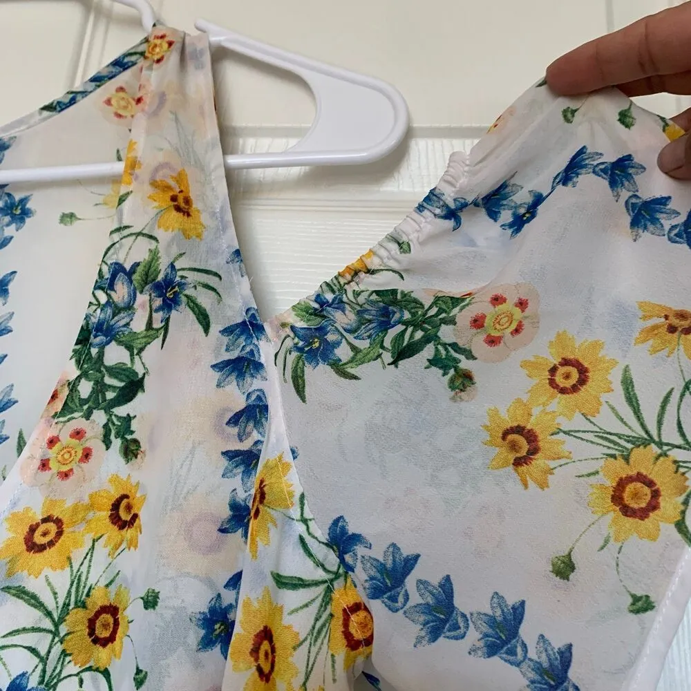 show me your mumu dandy yellow floral cold shoulders blouse - Image 3