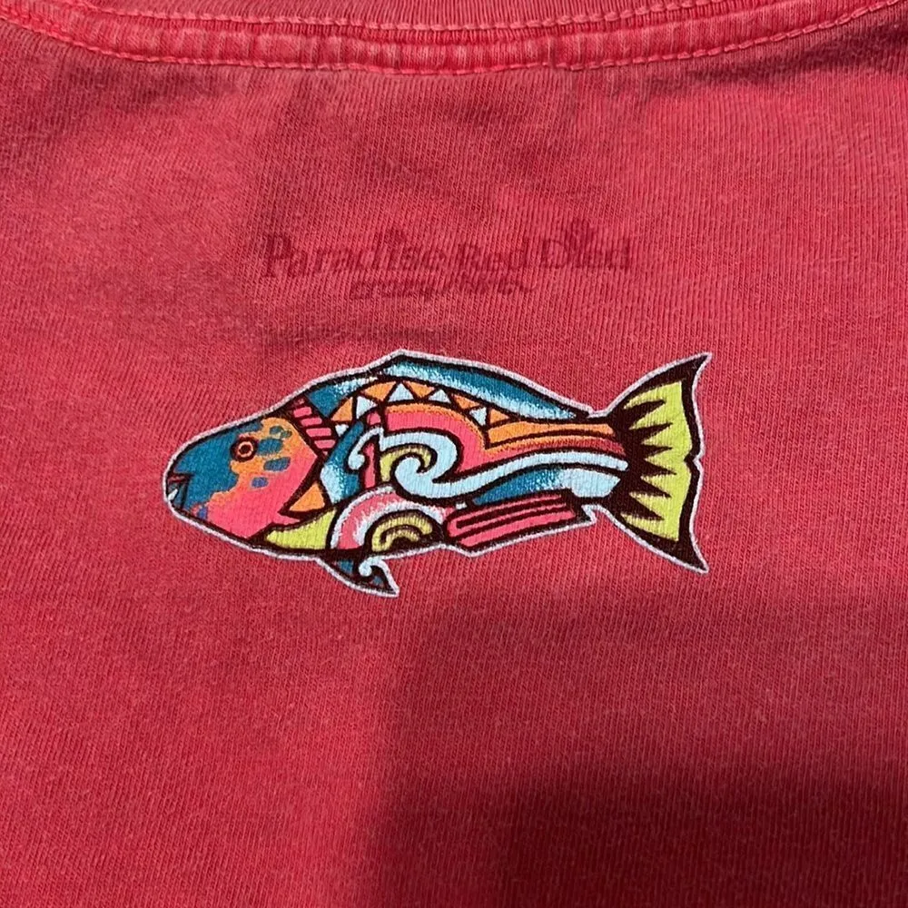 Crazy shirts Hanauma Bay sz XS red short sleeve Tshirt with colorful fish EUC - Image 6