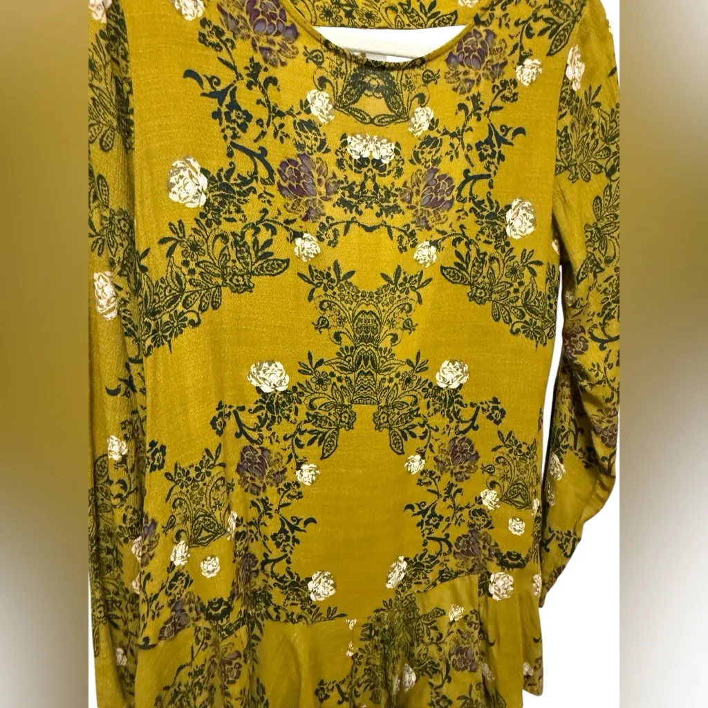 Free People Smooth Talker Tunic Top Womens S Mini Dress Boho Floral Open Back - Image 7