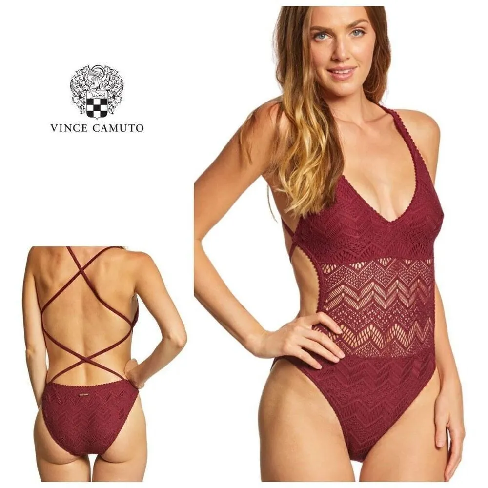 New. Vince Camuto crochet plunge neck swimsuit. Size 14 - Image 2
