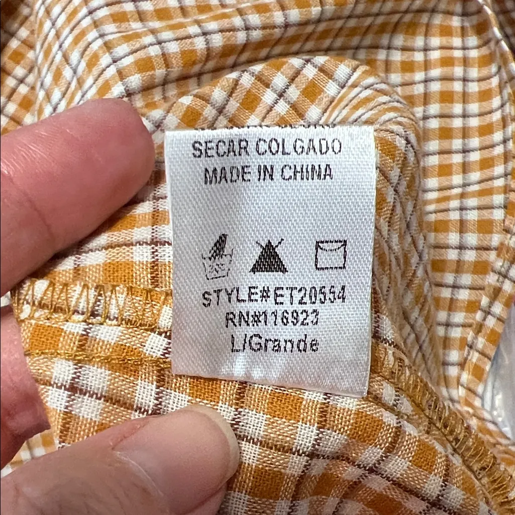 easel  Checkered Ruffle Sleeve Blouse - Tan - Image 6