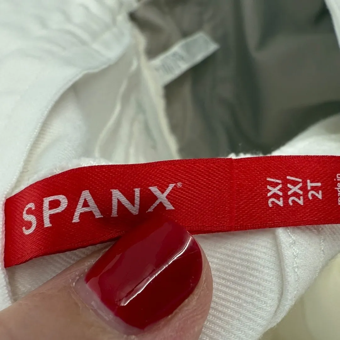 NWT SPANX Stretch‎ Twill Cropped Wide Leg Pants White Size 2X Pull On Slimming - Image 3