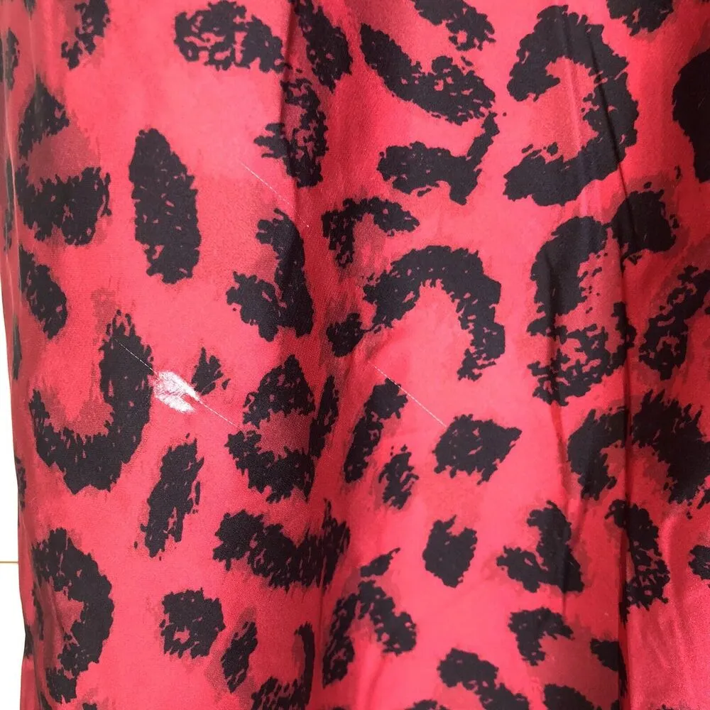 KOURT Murray Red Leopard Print Satin Mini Skirt Size Small FLAW - Image 7