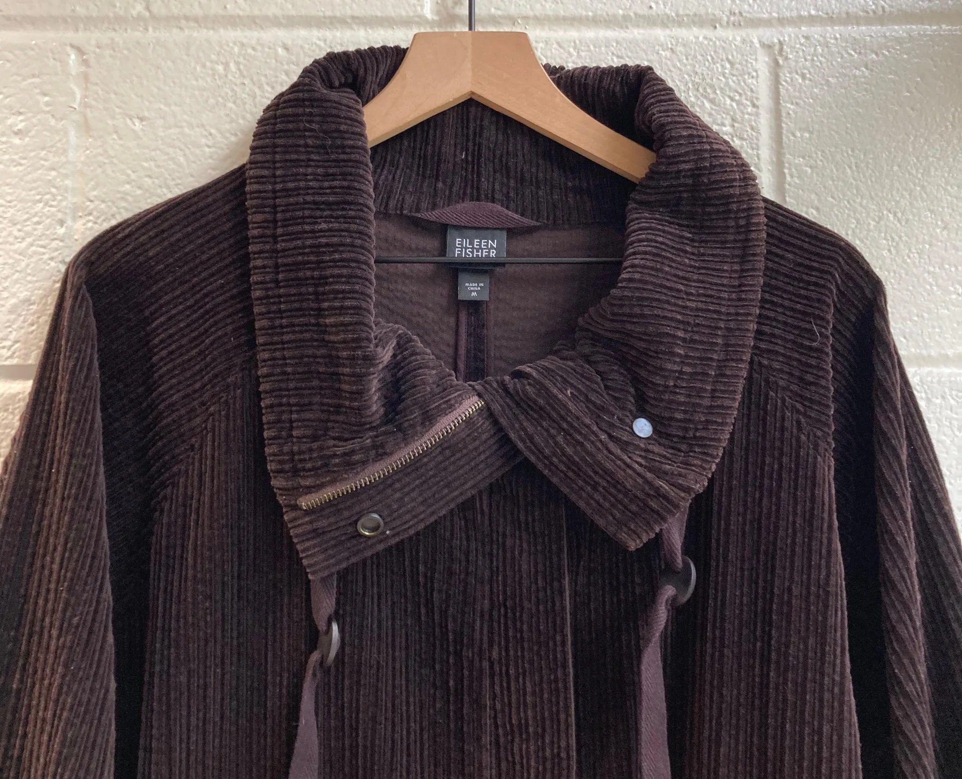 Eileen Fisher Brown Corduroy Jacket Coat Medium - Image 4