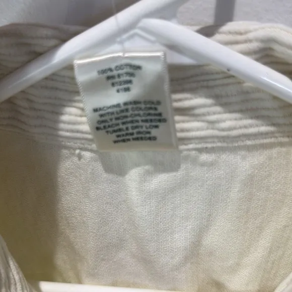 Blair  Corduroy Button Down Shirt Top Cream Long Sleeve‎ Medium - Image 3