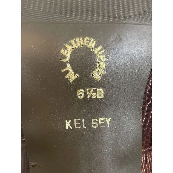 Valerie Stevens Kelsey Women's Brown Croc Leather Block High Heel Shoes Sz 6.5 B - Image 6