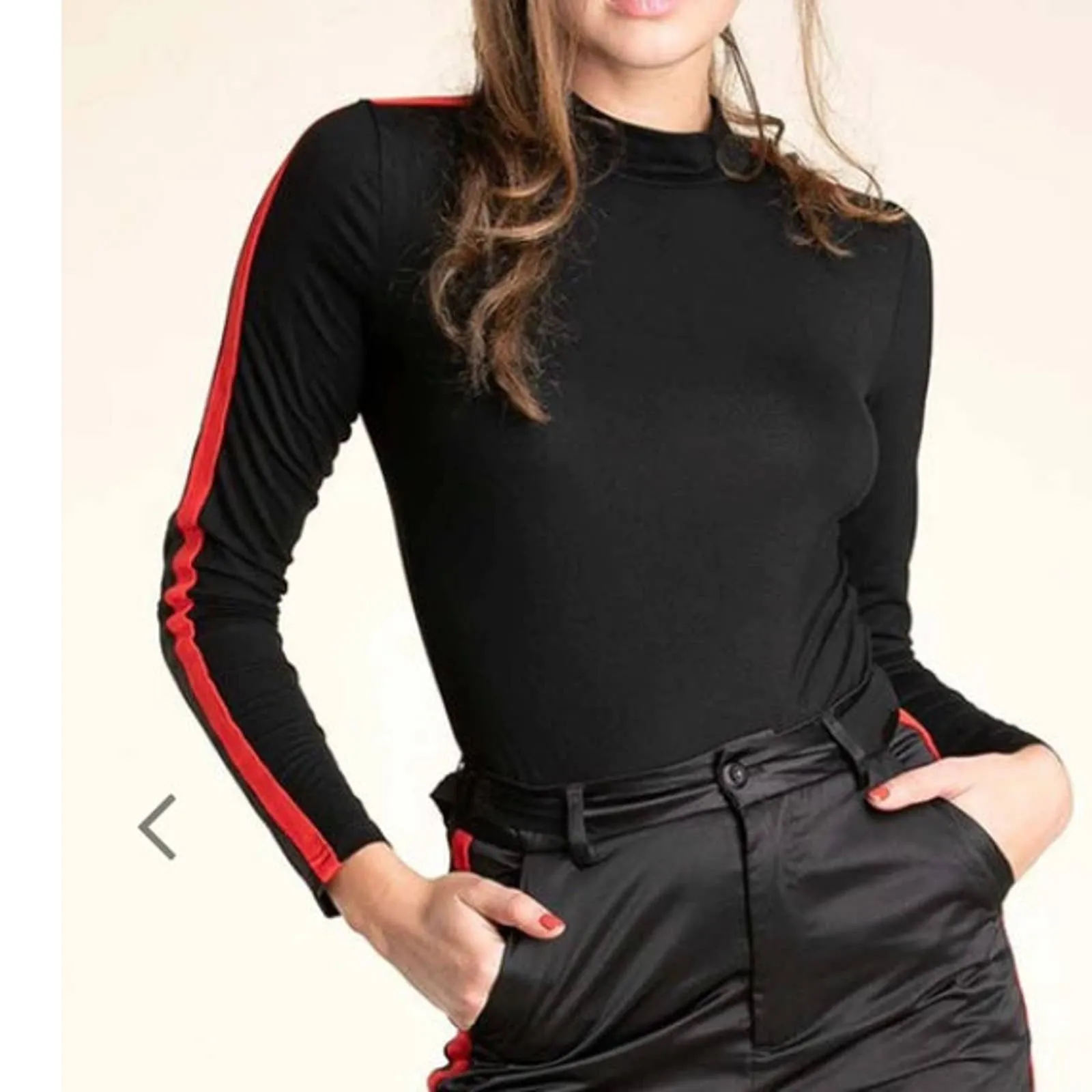 NWT Waisted Teardrop Red Stripe Bodysuit Size M Black Size M - Image 5